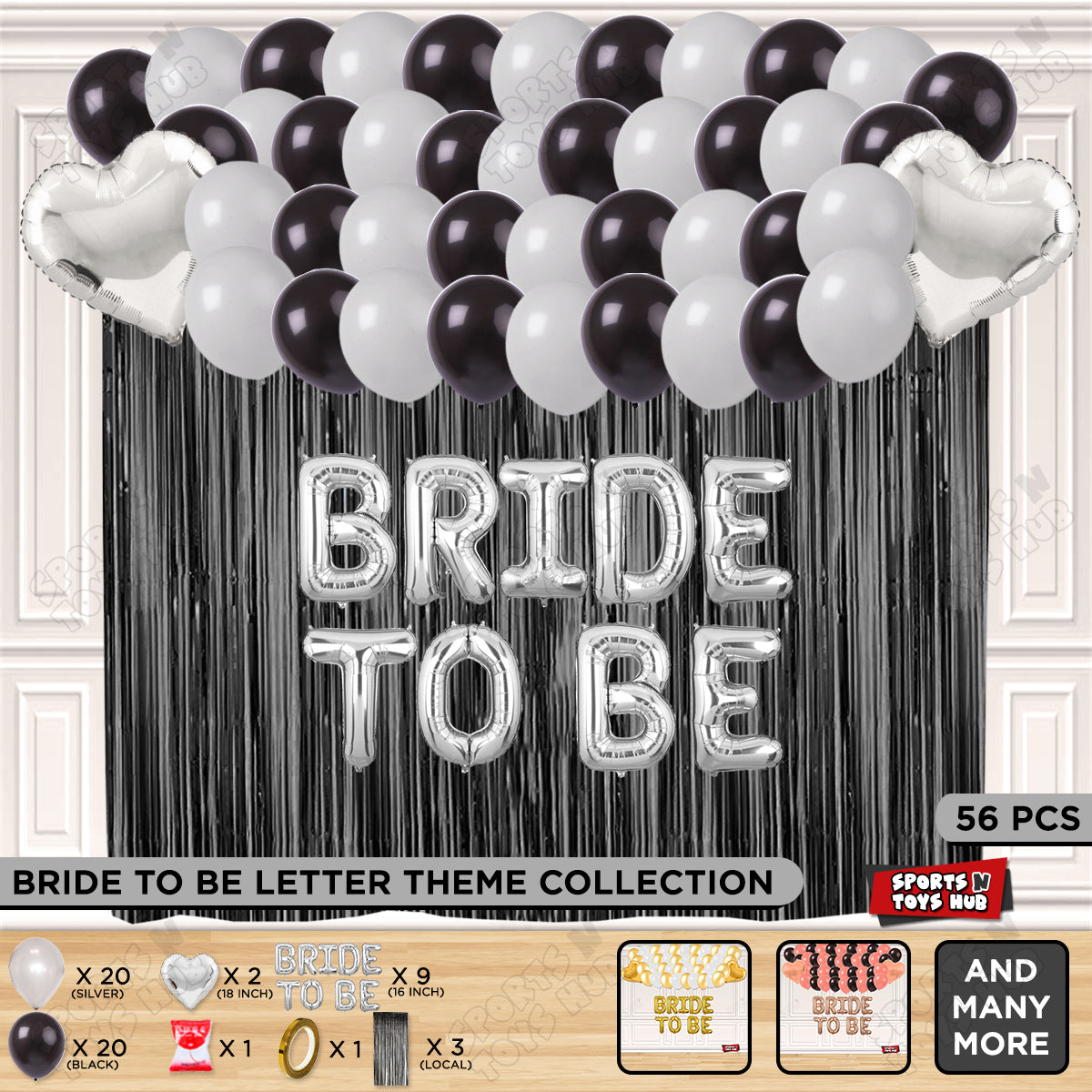 Bride To Be Foil Letters Theme Collection - Black & Silver