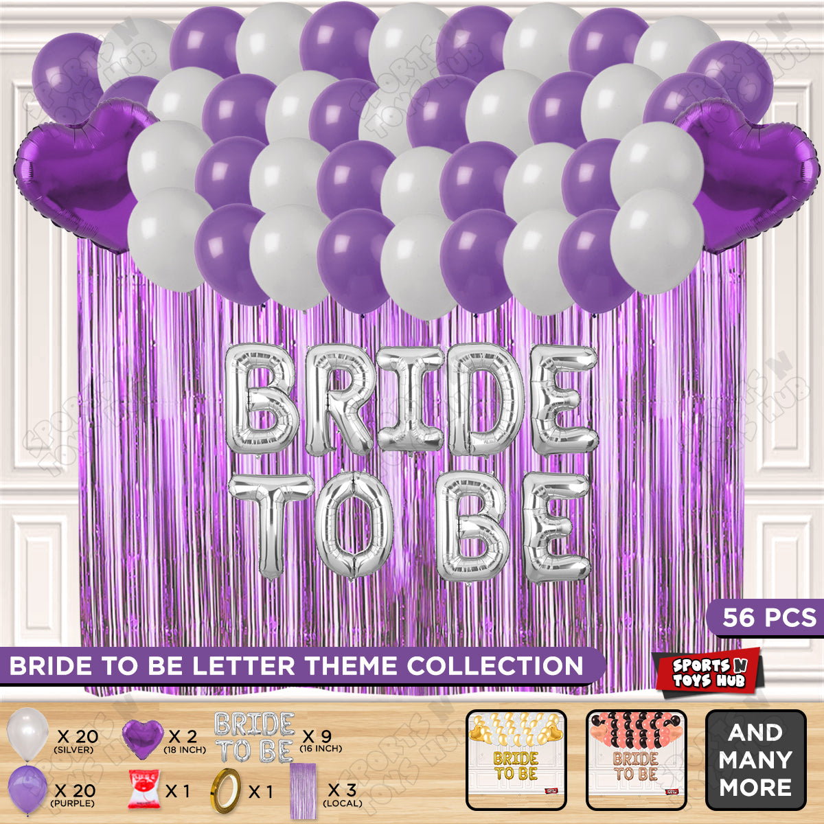 Bride To Be Foil Letters Theme Collection - Silver & Purple