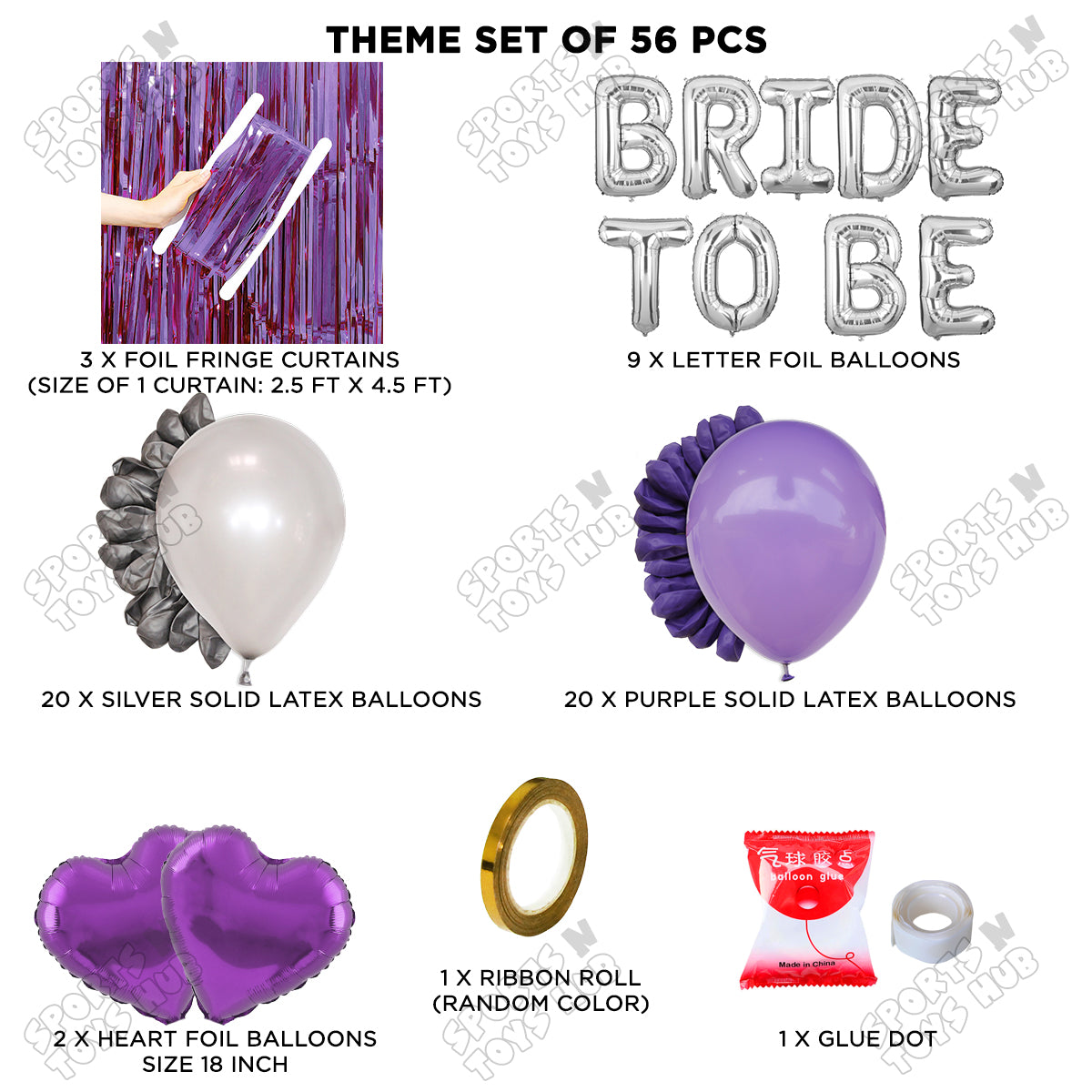 Bride To Be Foil Letters Theme Collection - Silver & Purple