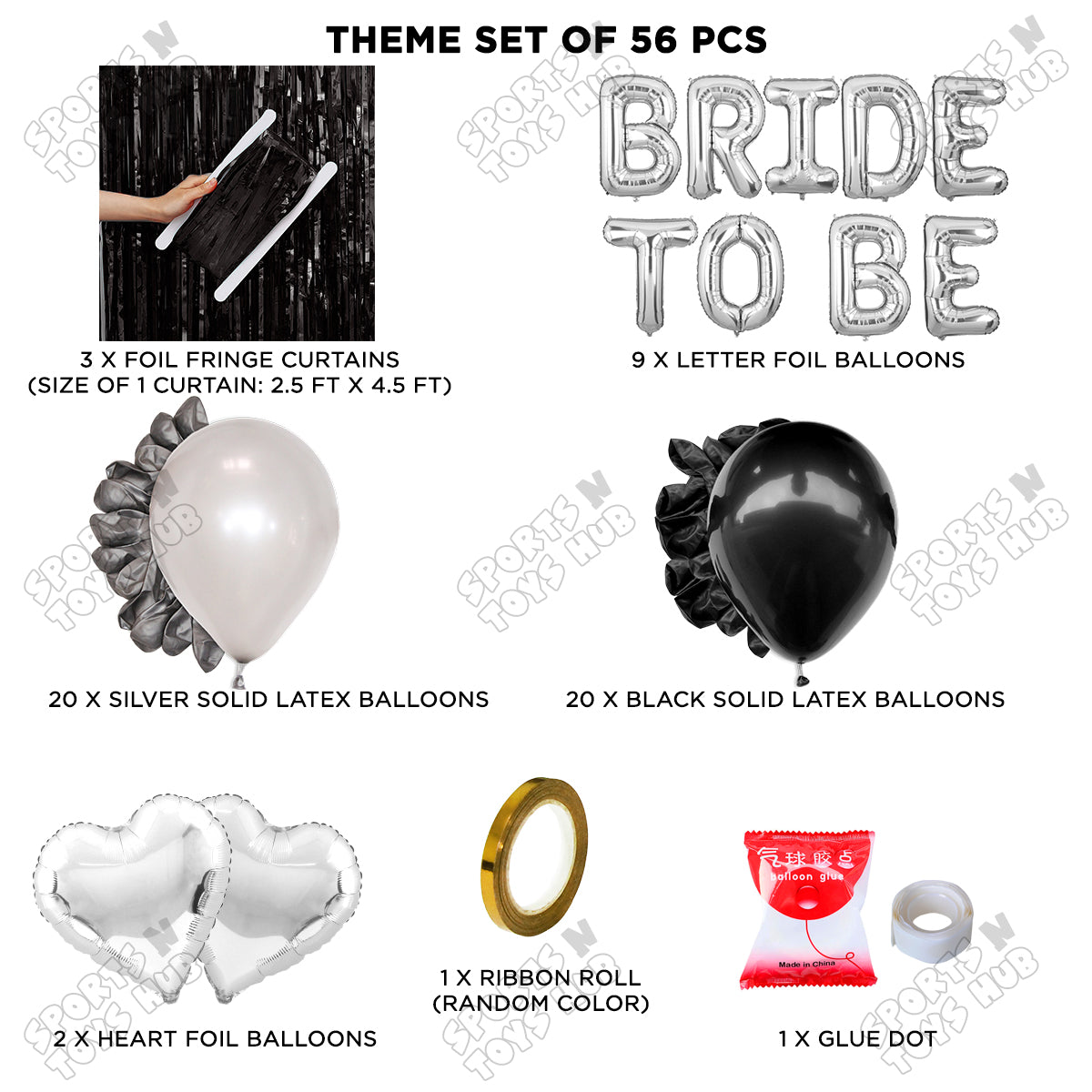Bride To Be Foil Letters Theme Collection - Black & Silver