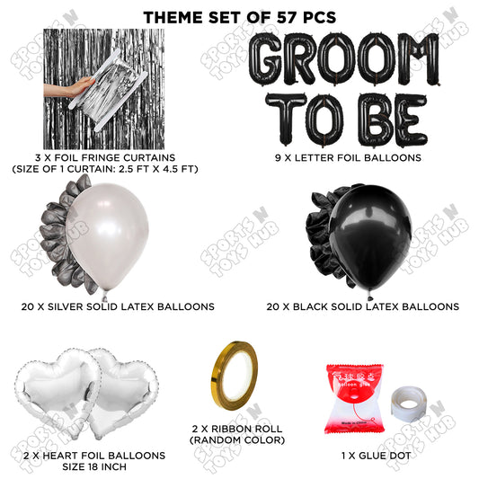 Groom To Be Foil Letter Theme Collection - Black & Silver