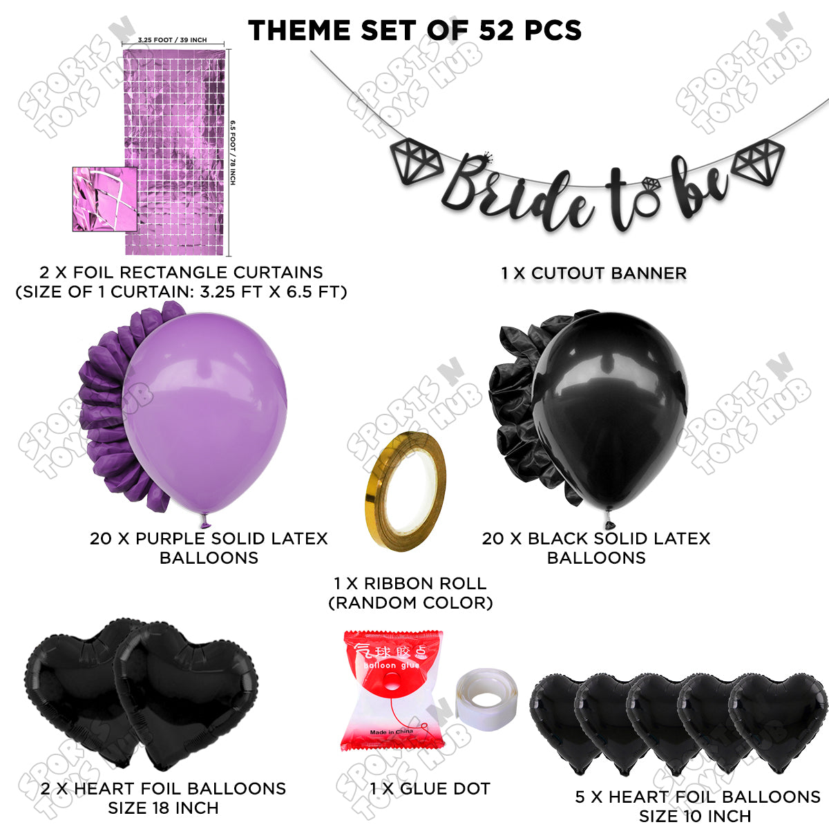Bride To Be Cursive Banner Theme Collection - Black & Purple