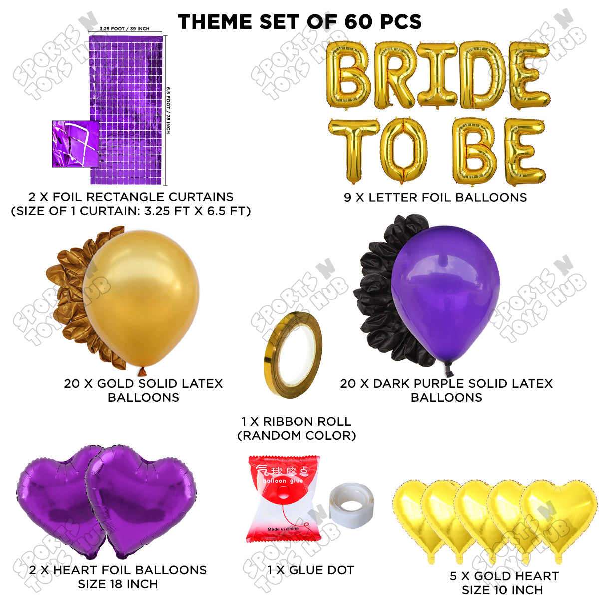 Bride To Be Foil Letters Theme Collection - Dark Purple & Gold