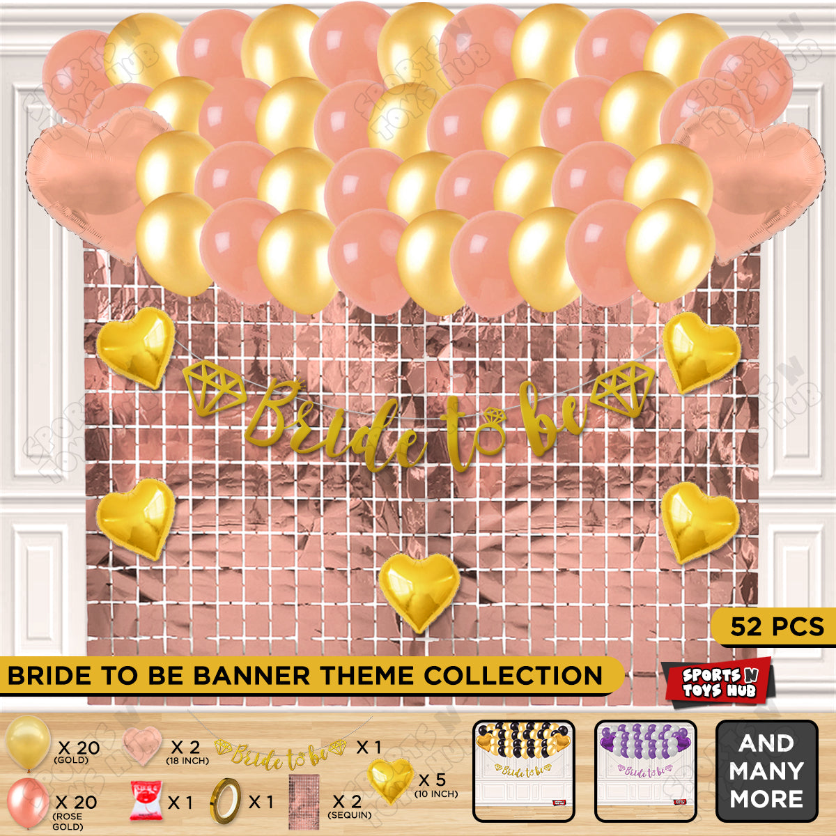 Bride To Be Cursive Banner Theme Collection - Gold & Rose Gold
