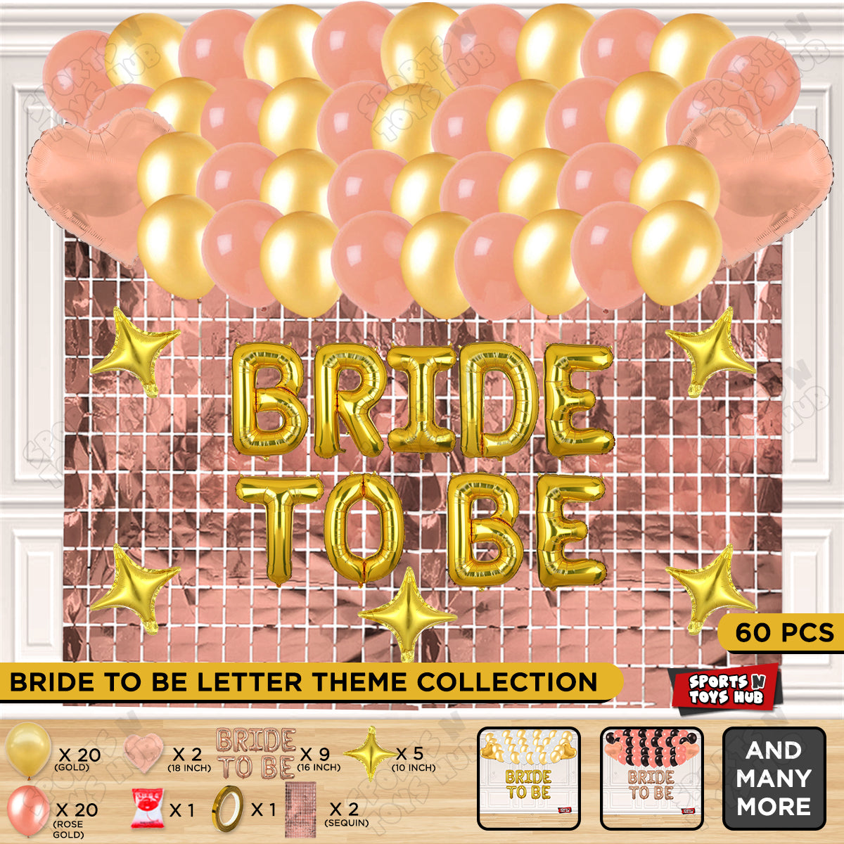 Bride To Be Foil Letters Theme Collection - Gold & Rose Gold