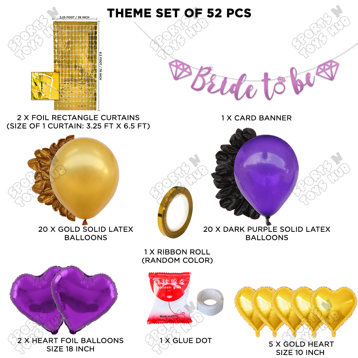 Bride To Be Cursive Banner Theme Collection - Gold & Purple