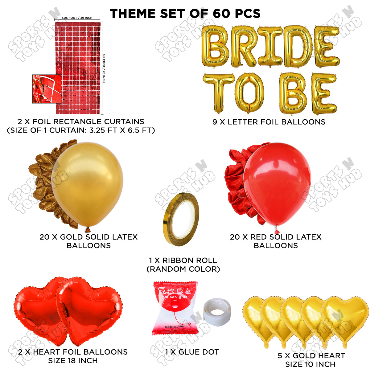 Bride To Be Foil Letters Theme Collection - Gold & Red