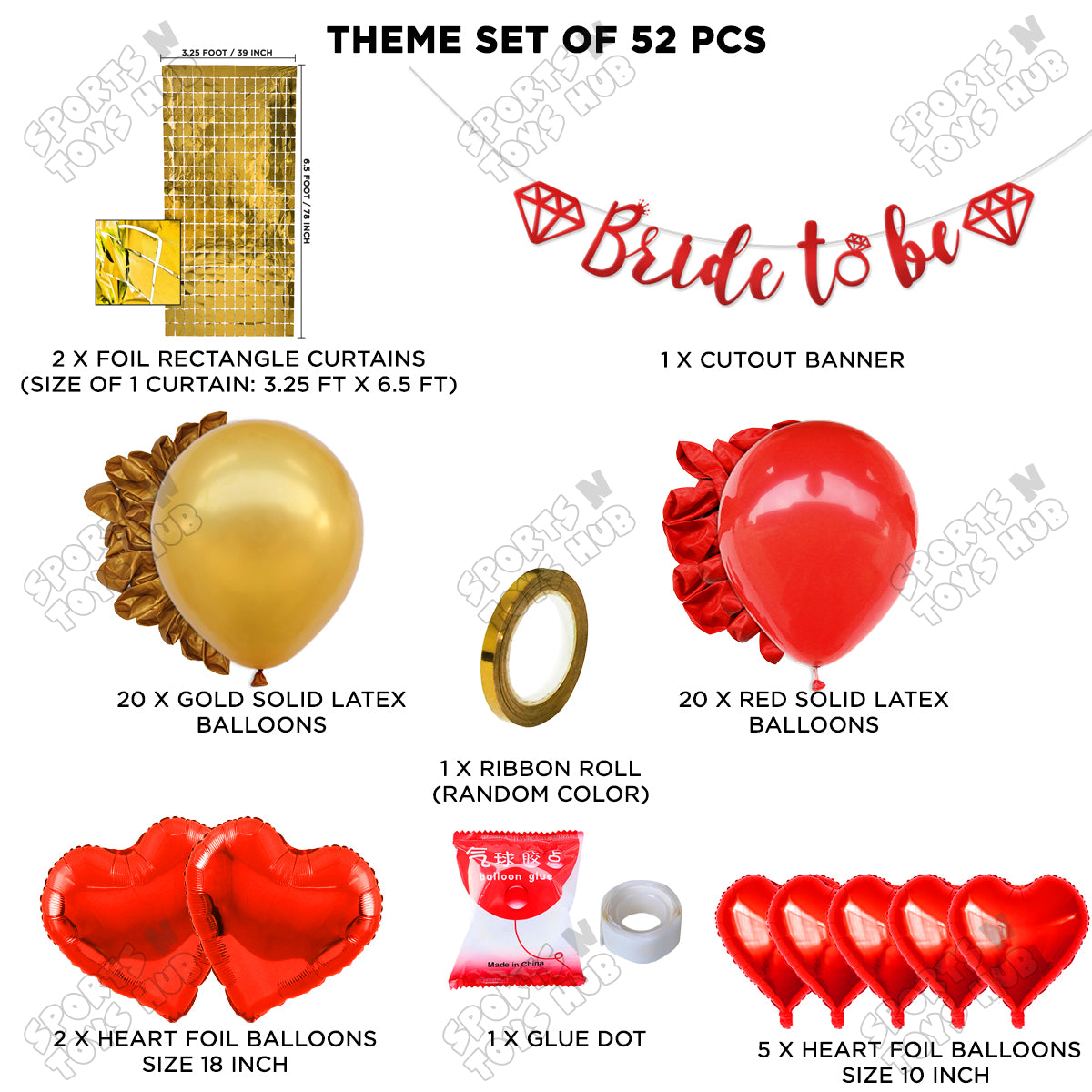 Bride To Be Cursive Banner Theme Collection - Red & Gold