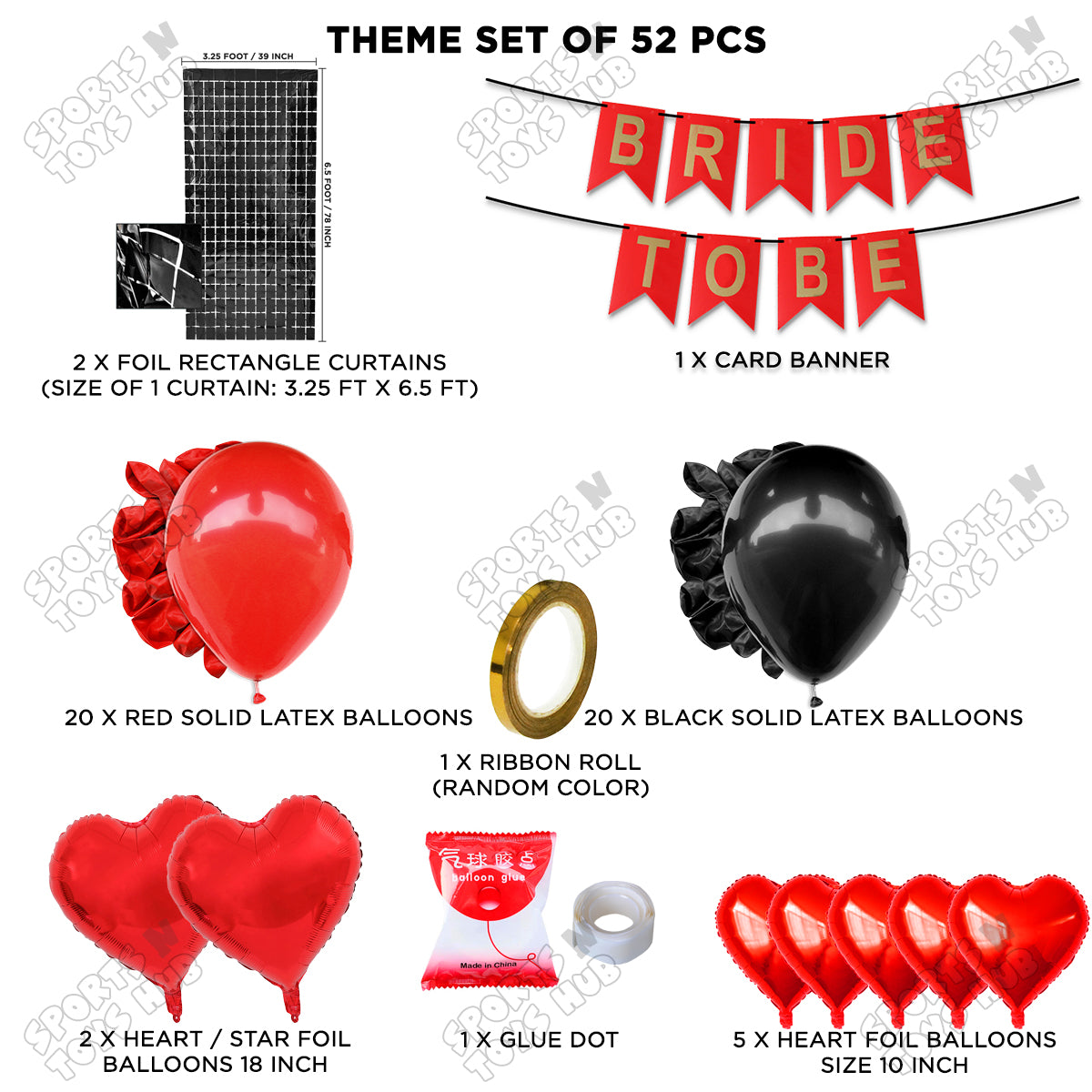 Bride To Be Card Banner Theme Collection - Red & Black