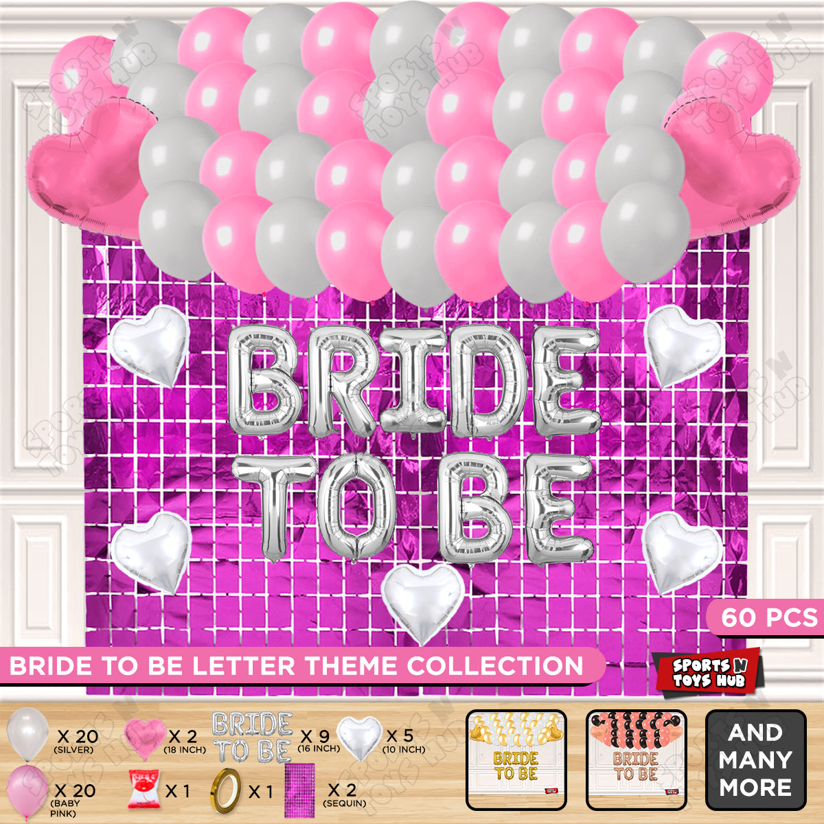 Bride To Be Foil Letters Theme Collection - Silver & Pink