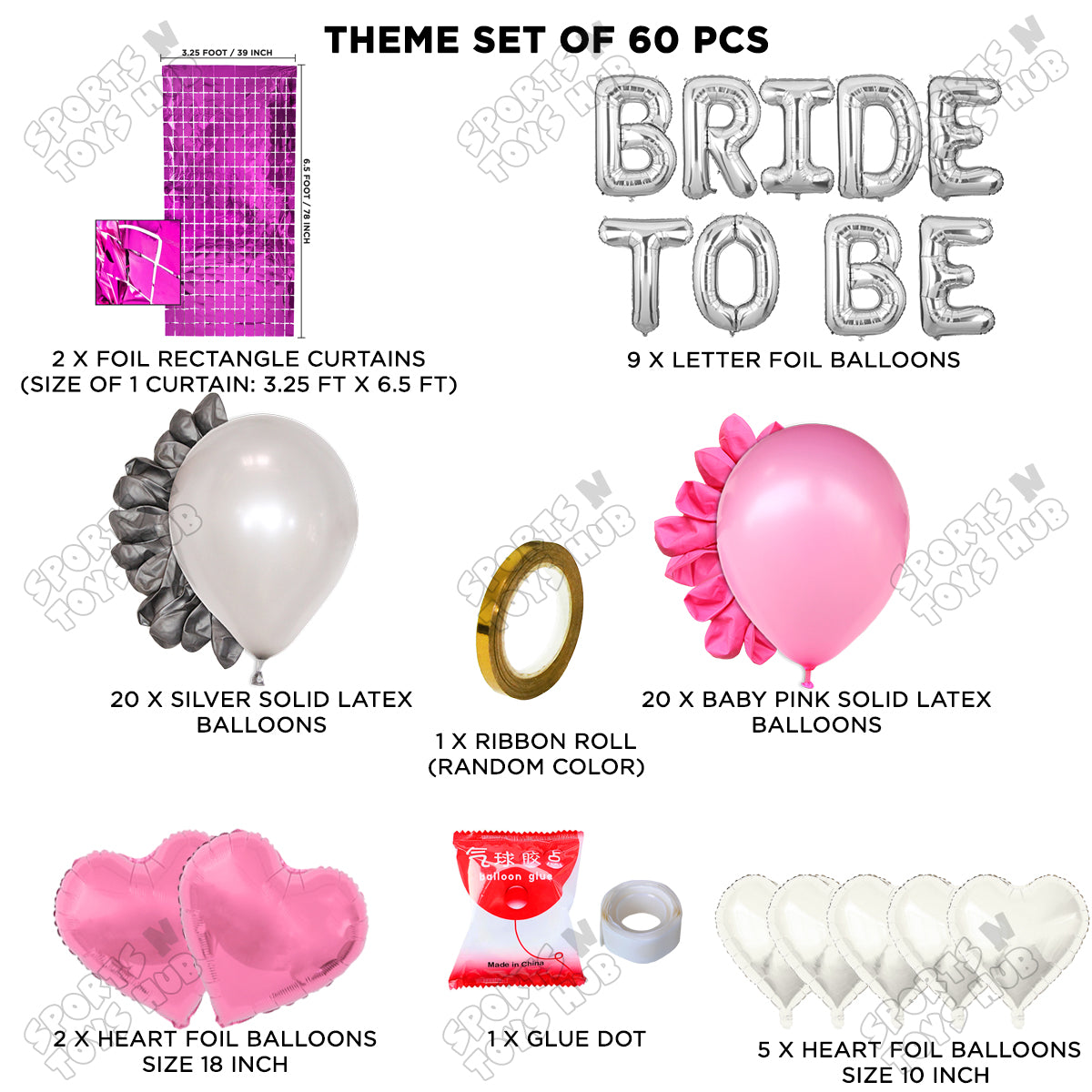 Bride To Be Foil Letters Theme Collection - Silver & Pink