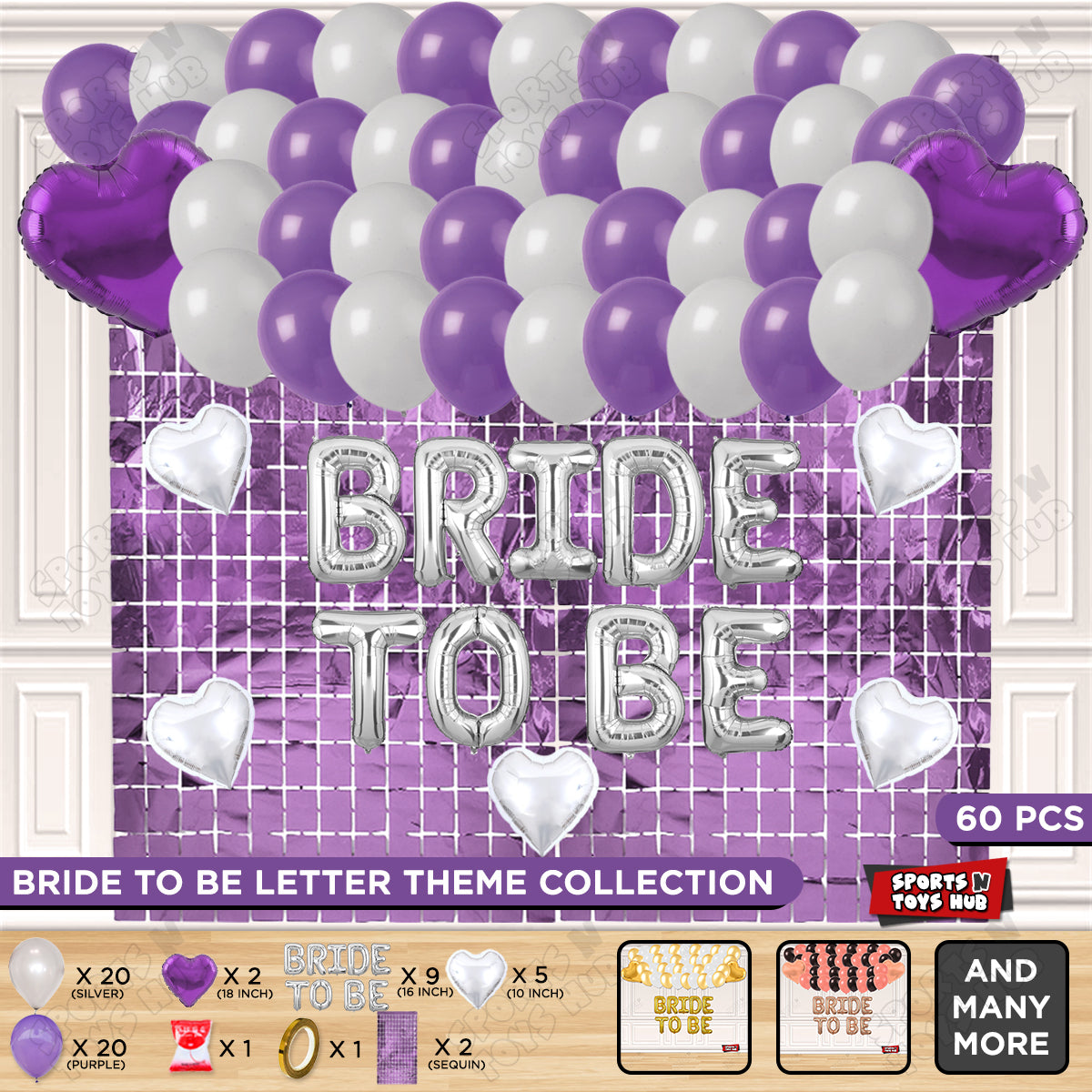 Bride To Be Foil Letters Theme Collection - Silver & Purple
