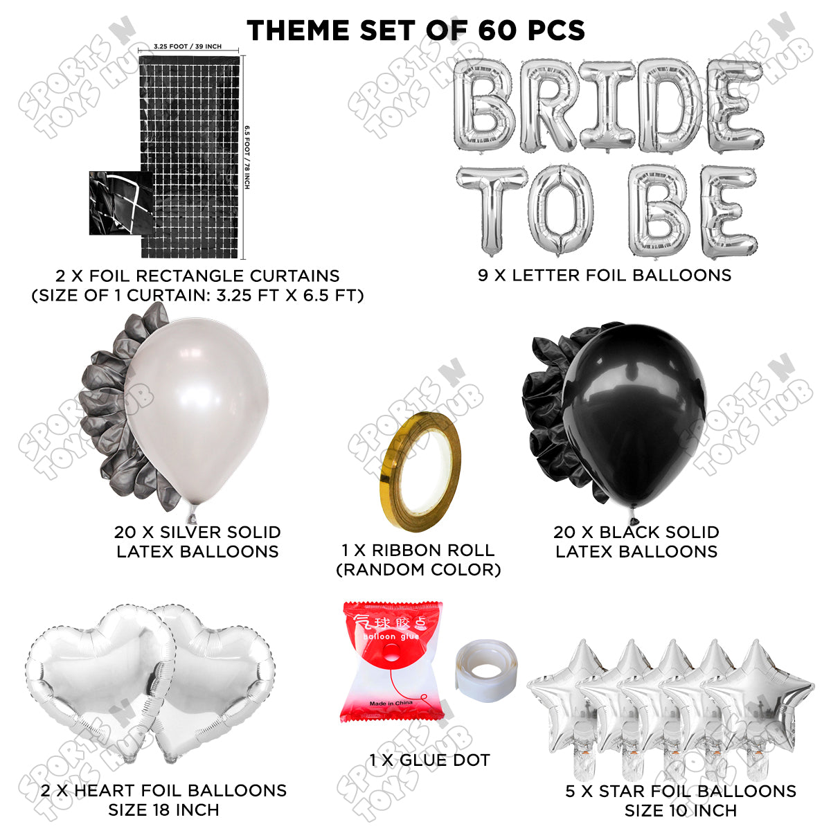 Bride To Be Foil Letters Theme Collection - Black & Silver