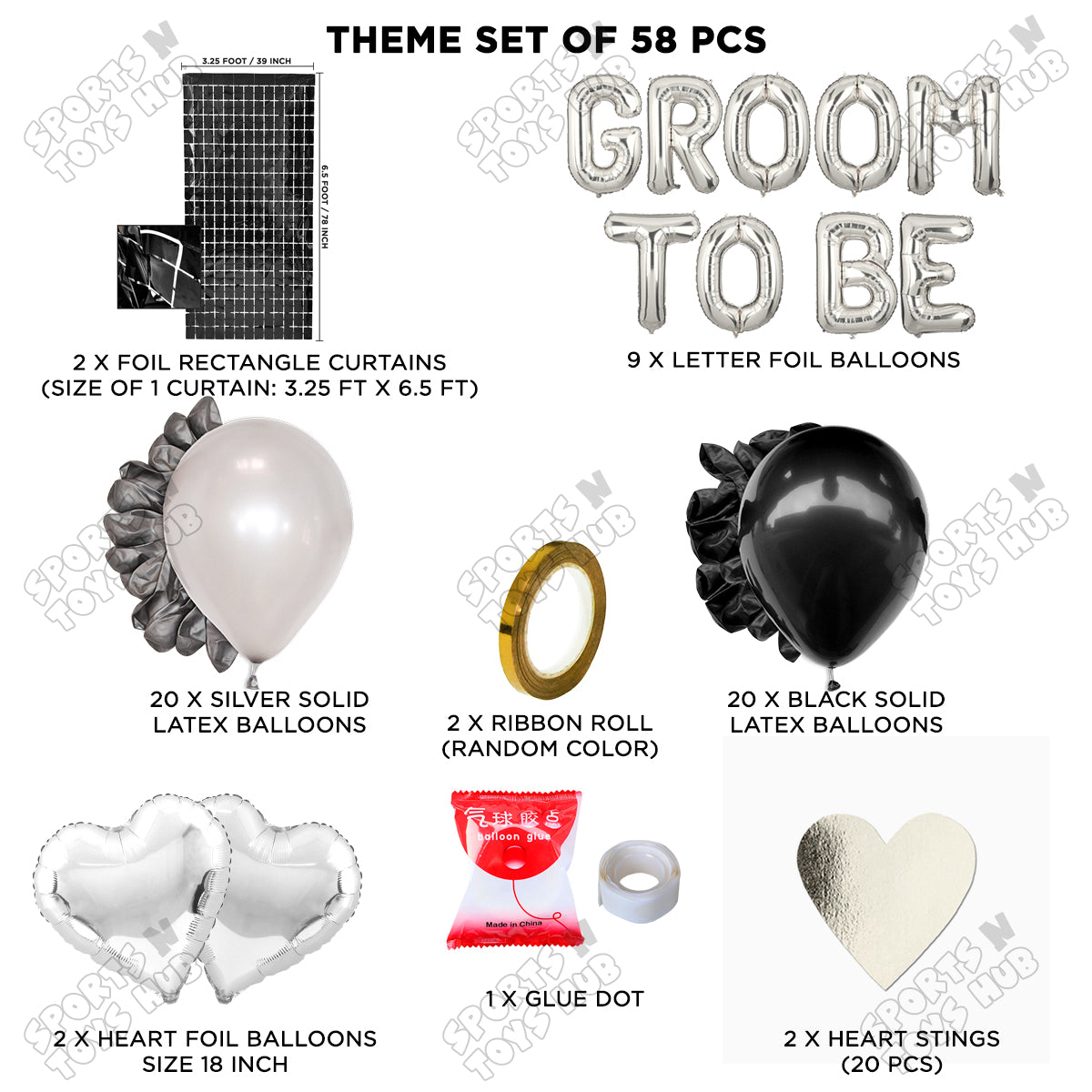 Groom To Be Foil Letter Theme Collection - Silver