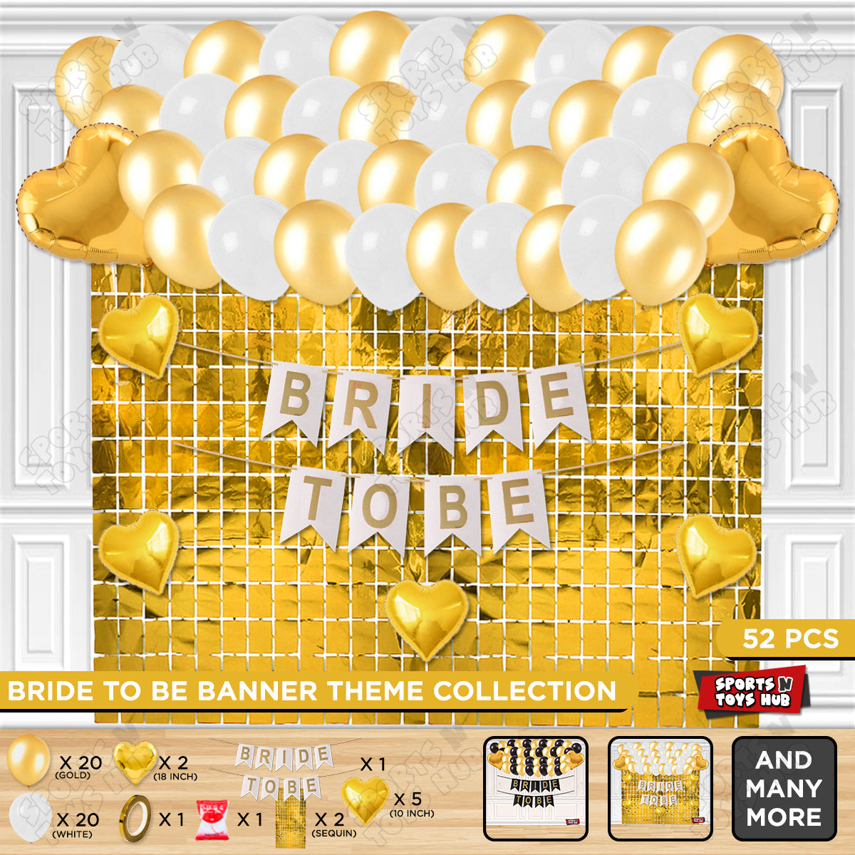 Bride To Be Card Banner Theme Collection - White & Gold
