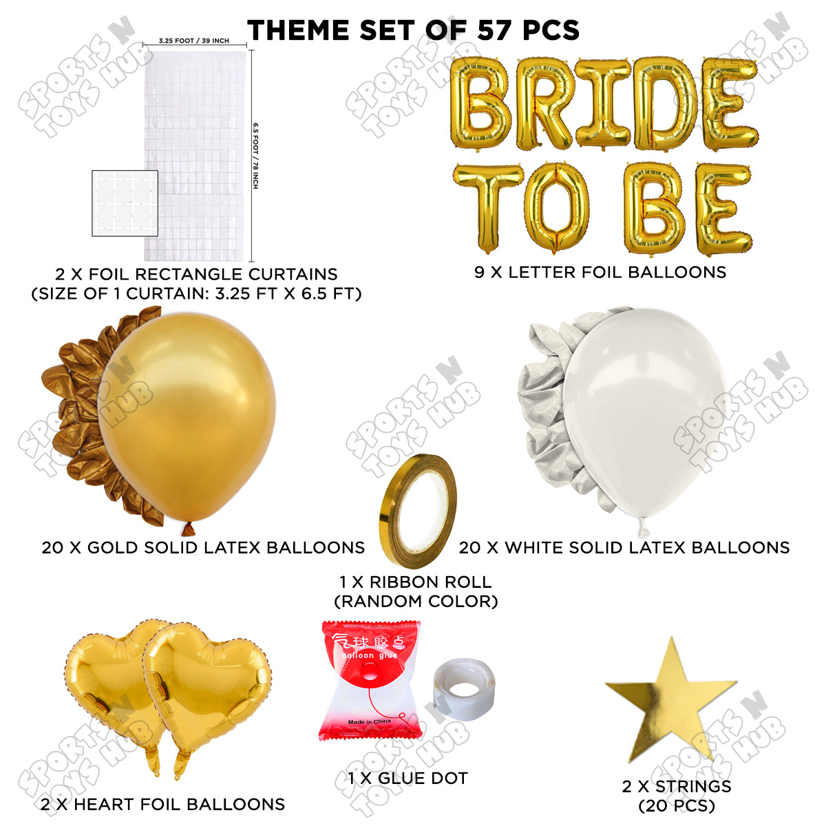 Bride To Be Foil Letters Theme Collection - White & Gold