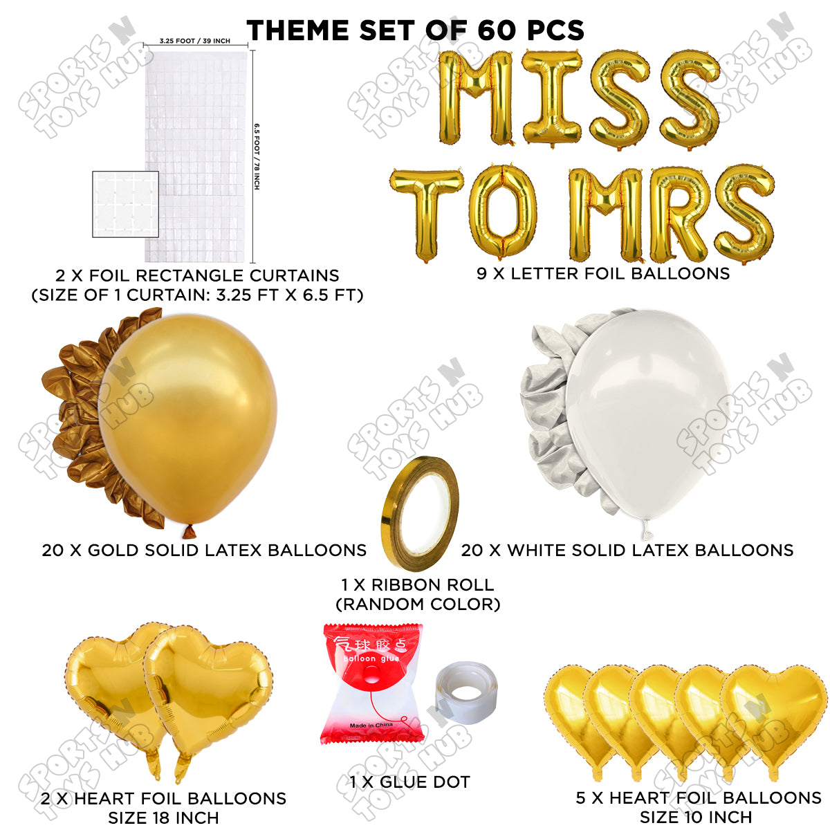 Miss To Mrs Foil Letters Theme Collection - Gold & White