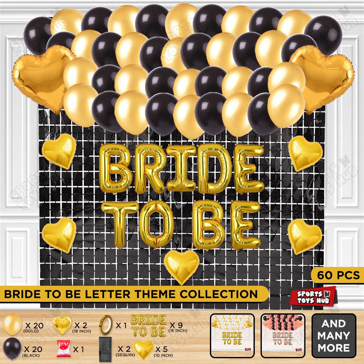 Bride To Be Foil Letters Theme Collection - Black & Gold