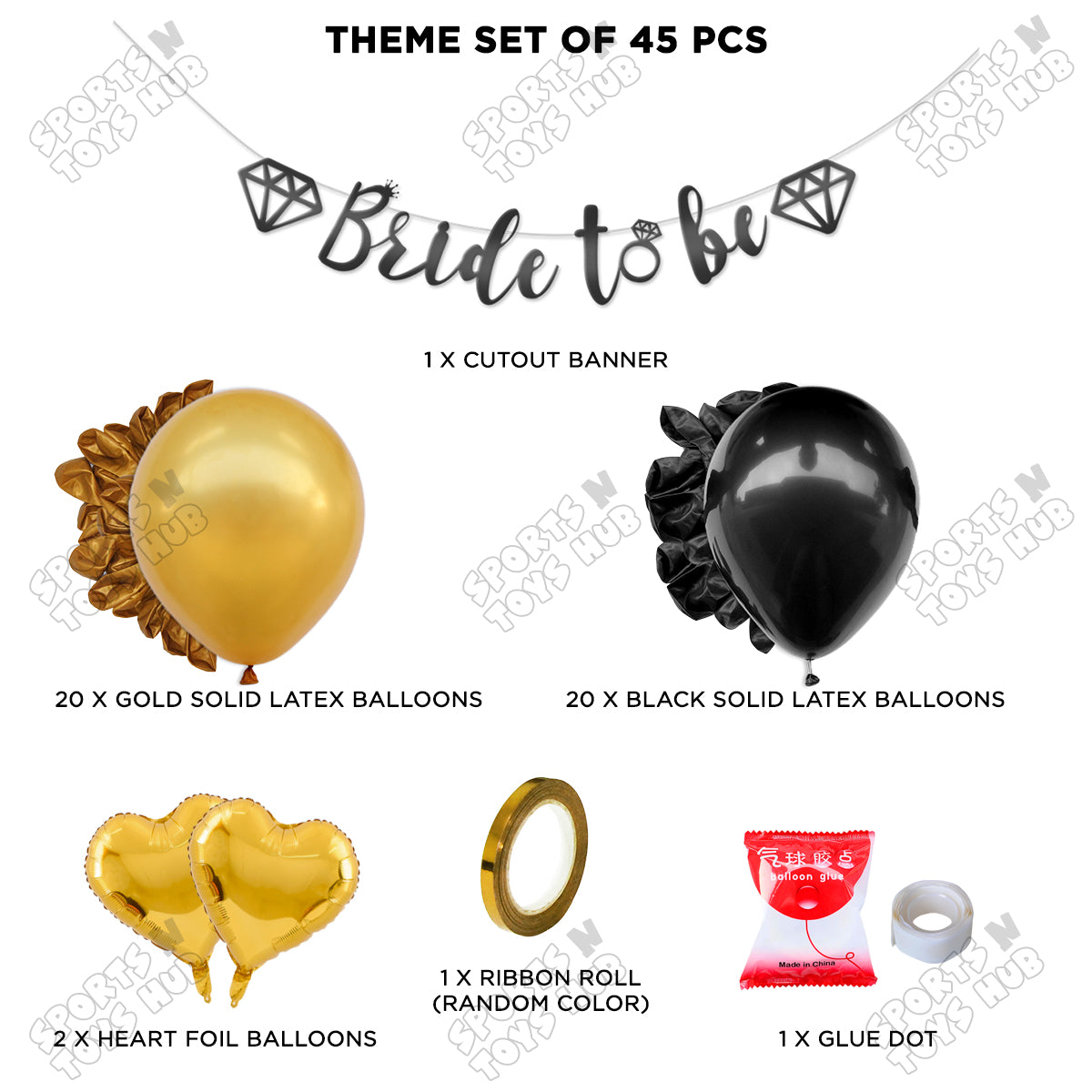Bride To Be Cursive Banner Theme Collection - Black & Gold