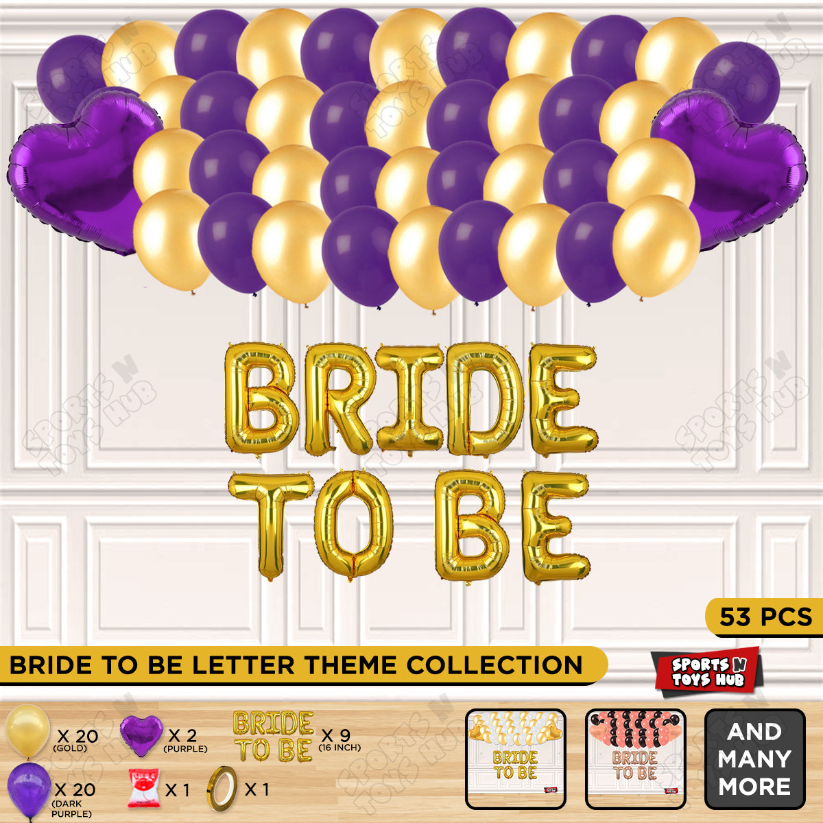 Bride To Be Foil Letters Theme Collection - Dark Purple & Gold