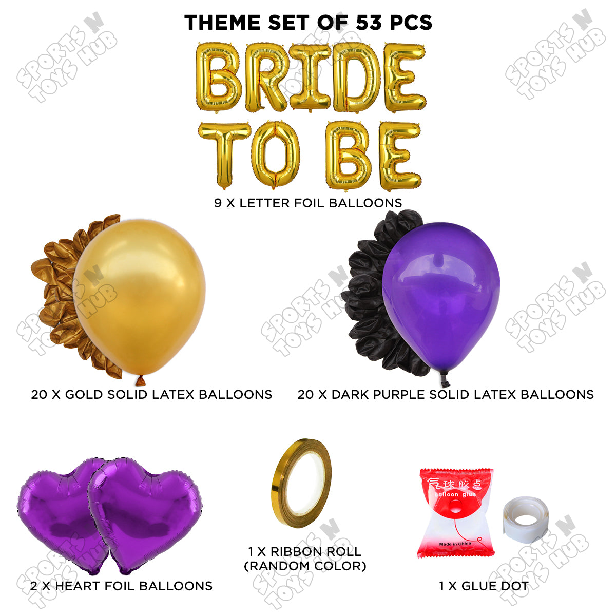 Bride To Be Foil Letters Theme Collection - Dark Purple & Gold
