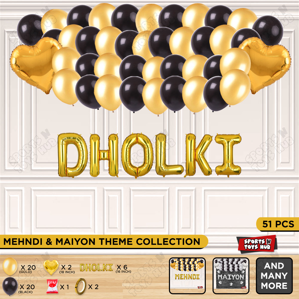 Dholki Foil Letter Theme Collection - Gold
