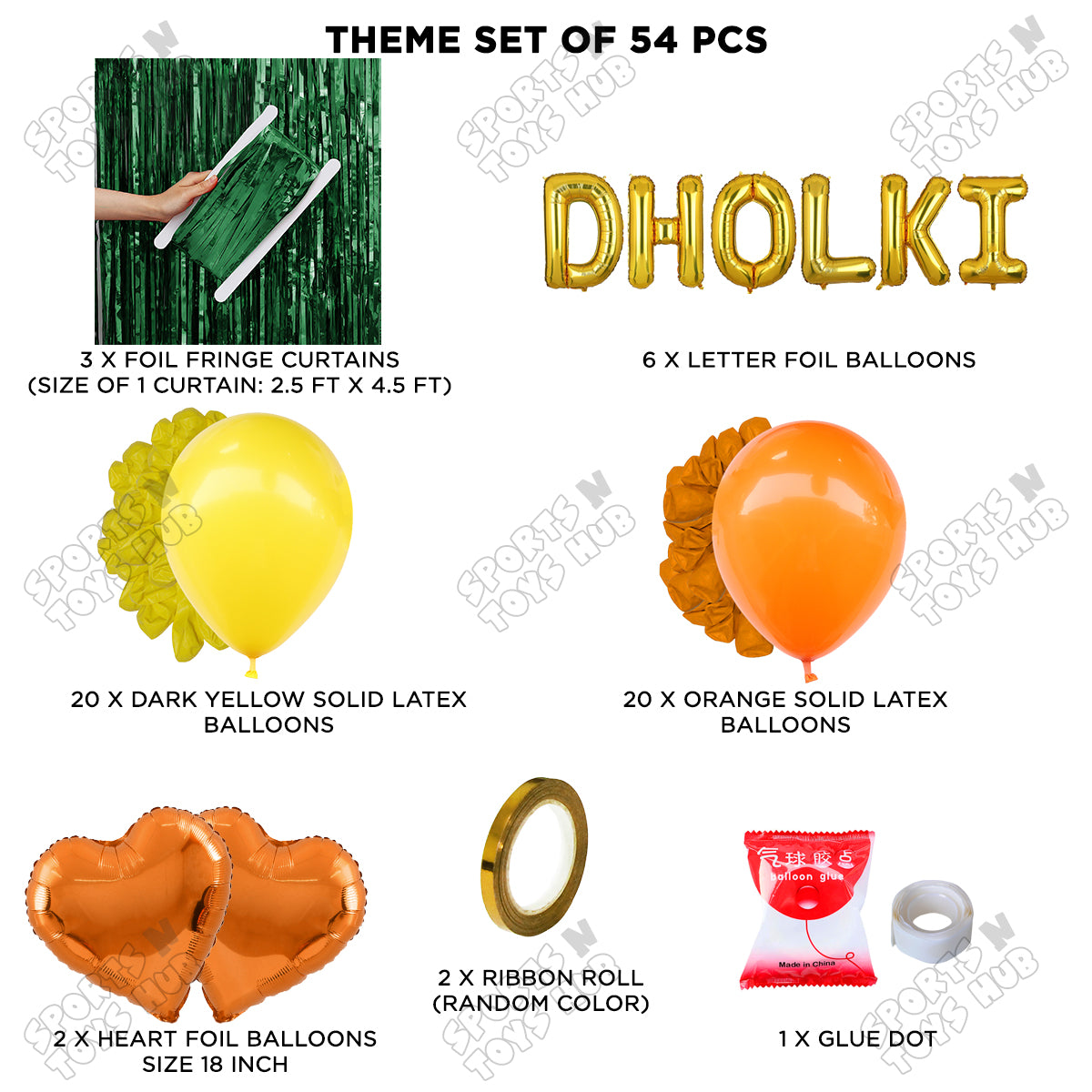 Dholki Foil Letter Theme Collection - Orange & Yellow