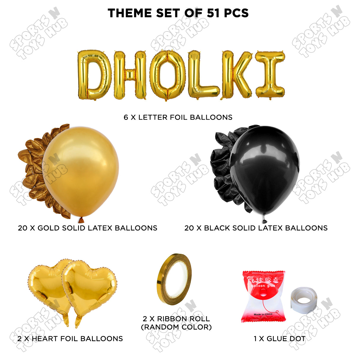 Dholki Foil Letter Theme Collection - Gold