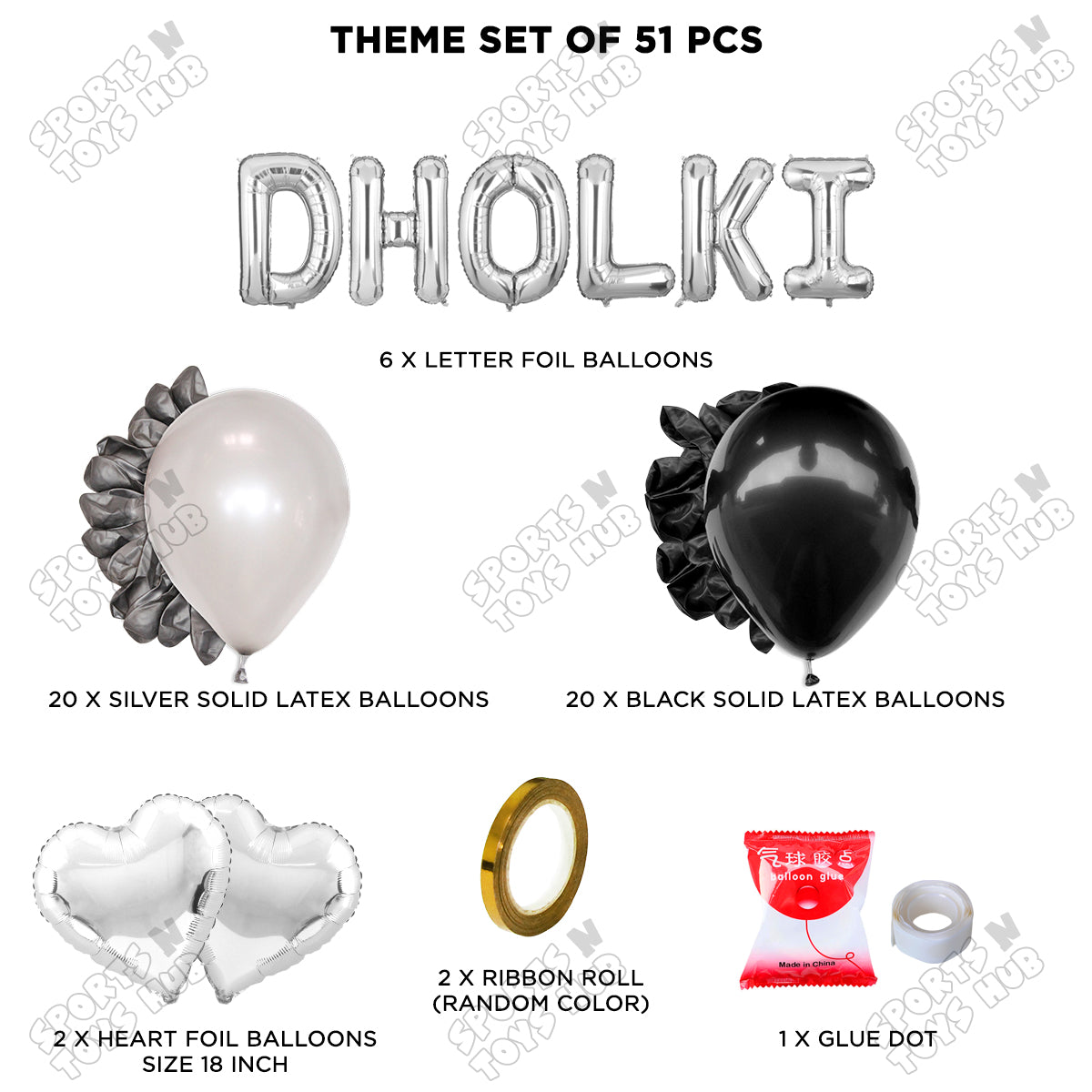 Dholki Foil Letter Theme Collection - Silver