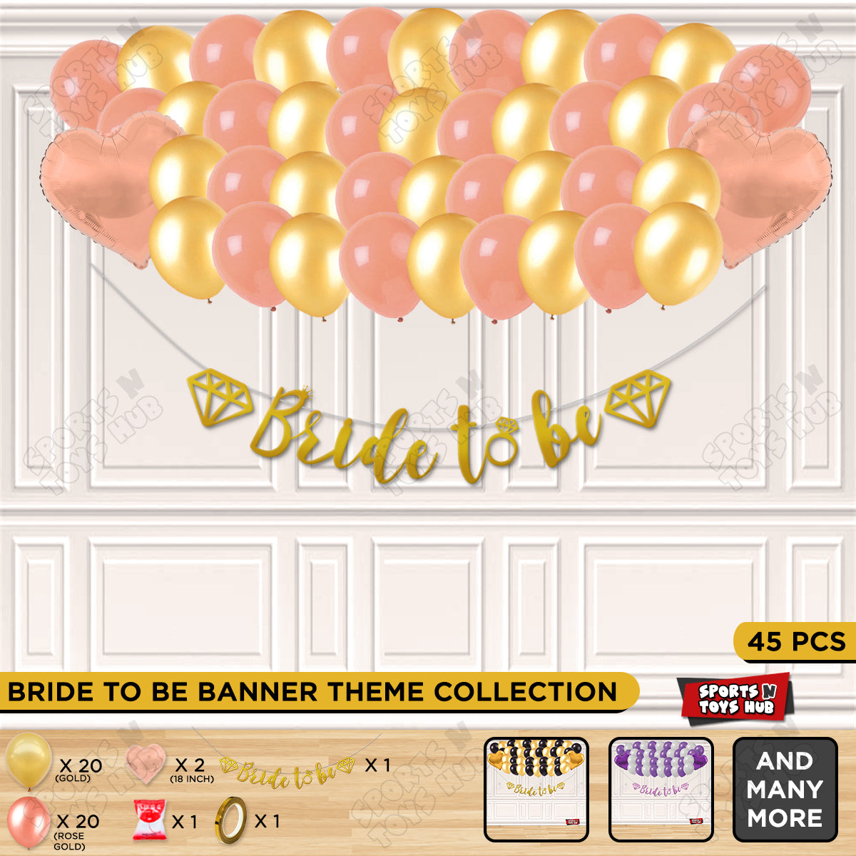 Bride To Be Cursive Banner Theme Collection - Gold & Rose Gold