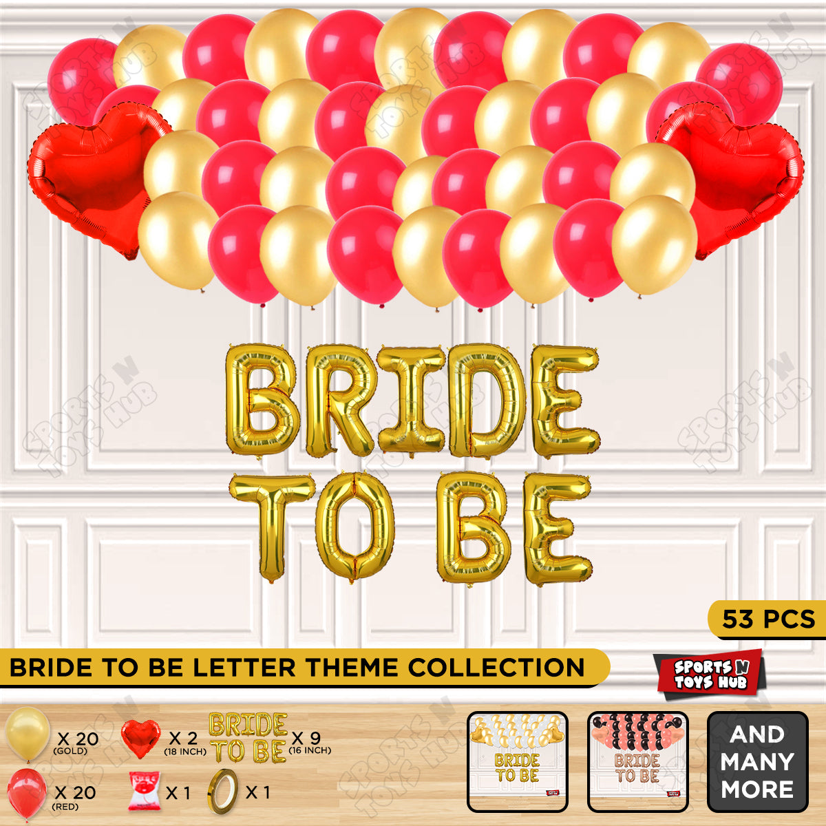 Bride To Be Foil Letters Theme Collection - Gold & Red