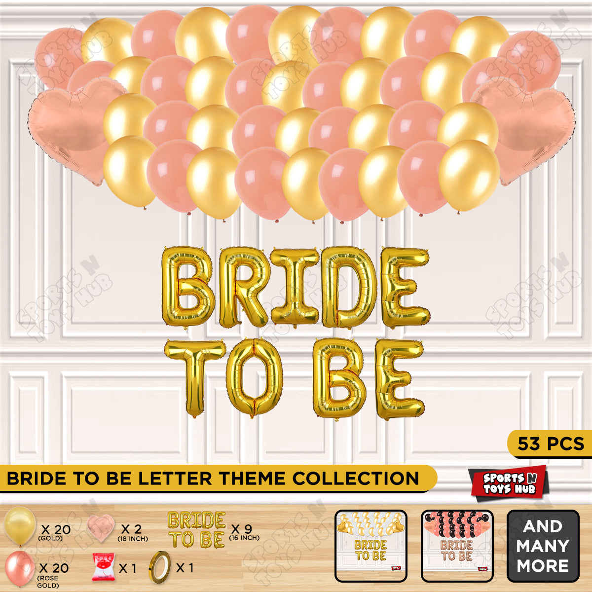 Bride To Be Foil Letters Theme Collection - Gold & Rose Gold