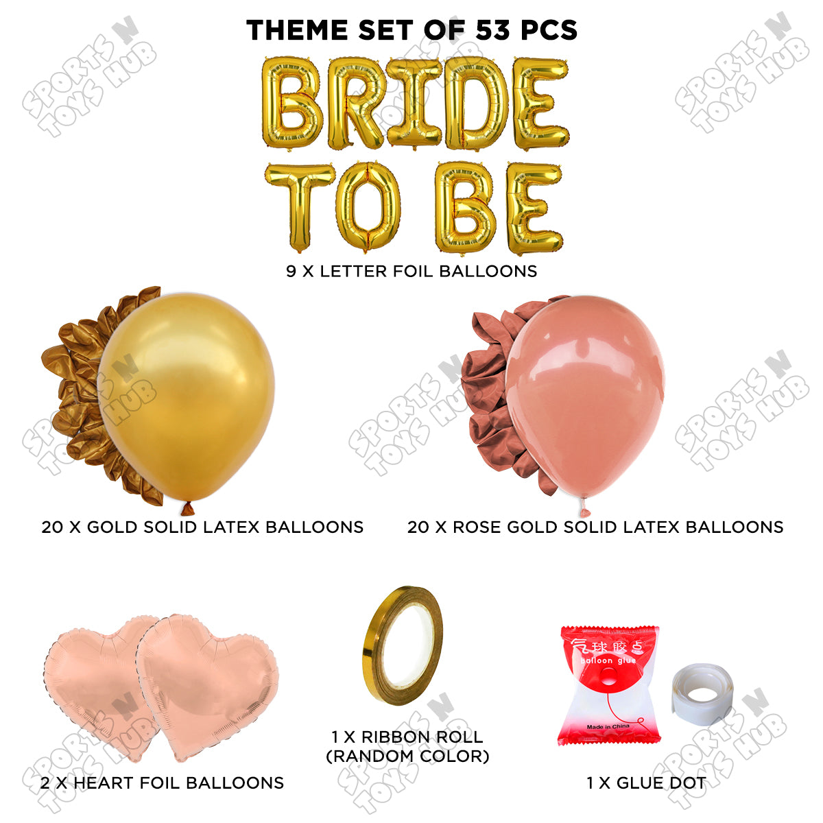 Bride To Be Foil Letters Theme Collection - Gold & Rose Gold