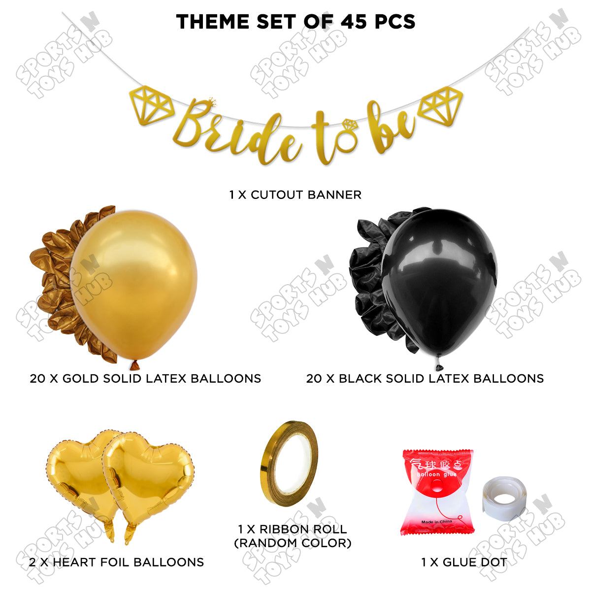 Bride To Be Cursive Banner Theme Collection - Gold & Black