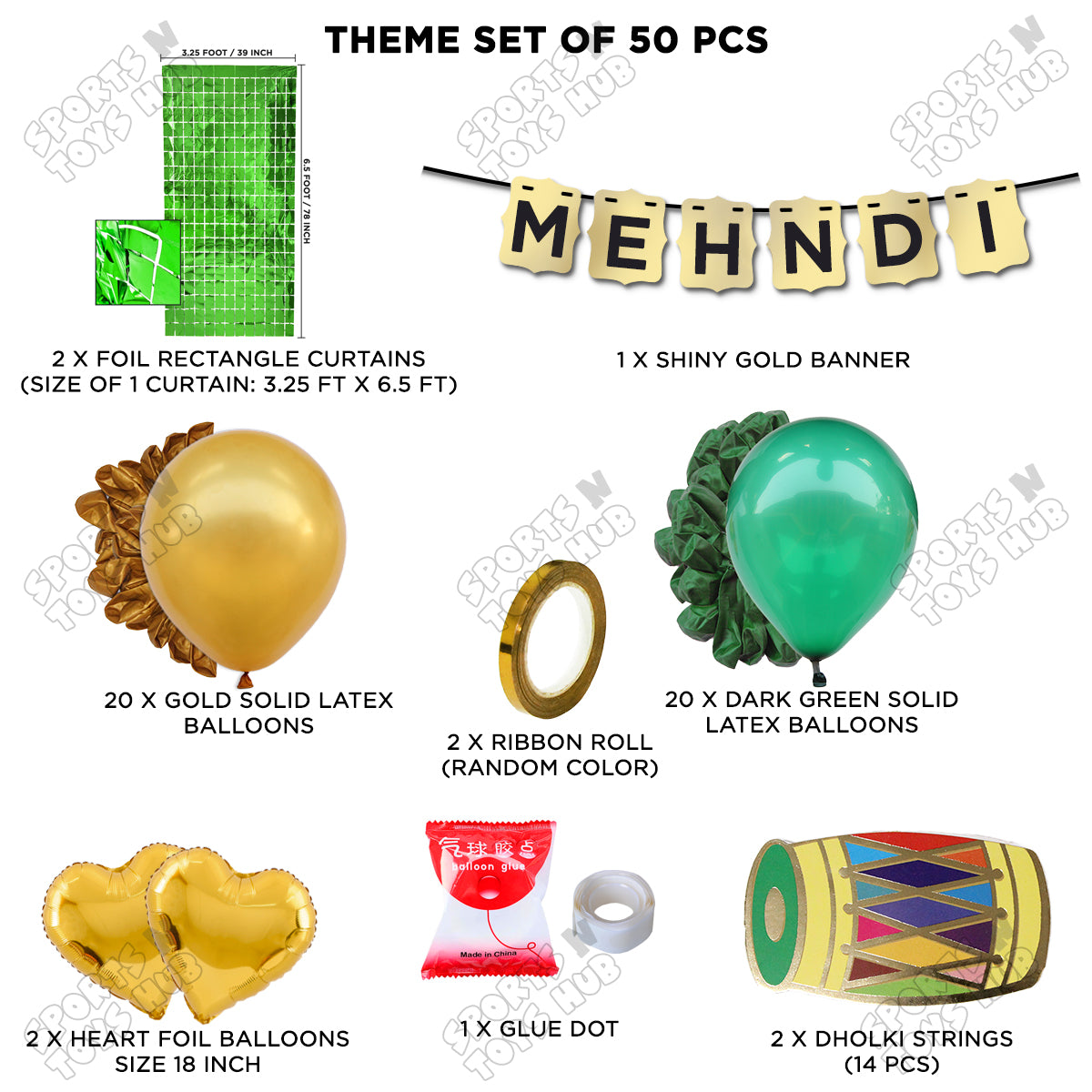 Mehndi Card Banner Theme Collection - Gold & Green