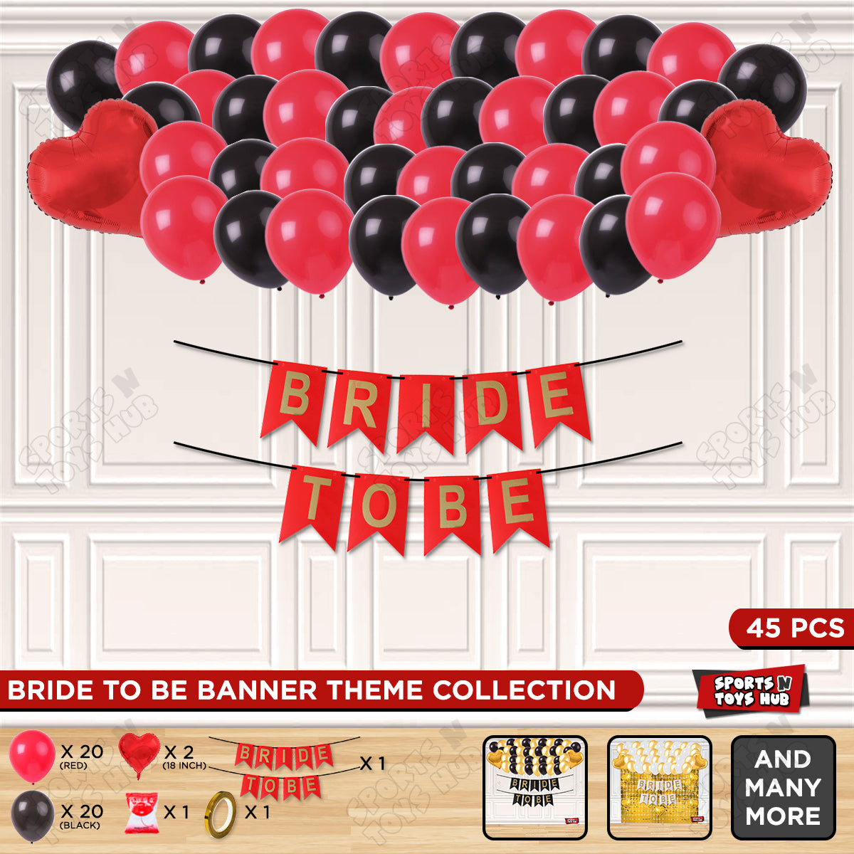 Bride To Be Card Banner Theme Collection - Red & Black