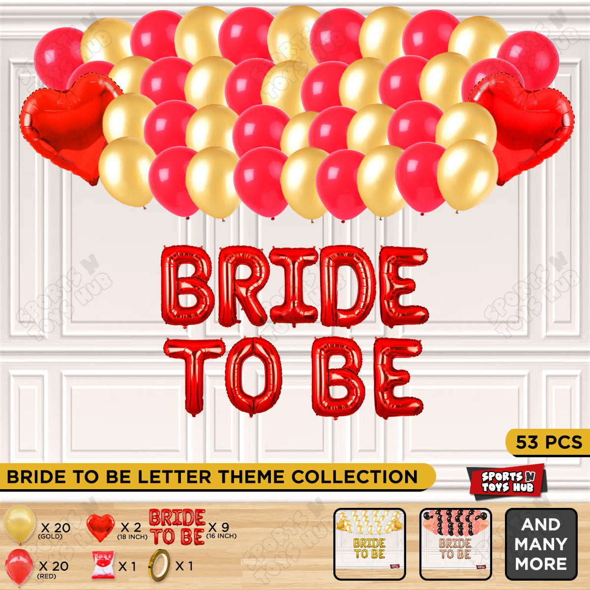 Bride To Be Foil Letters Theme Collection - Red & Gold