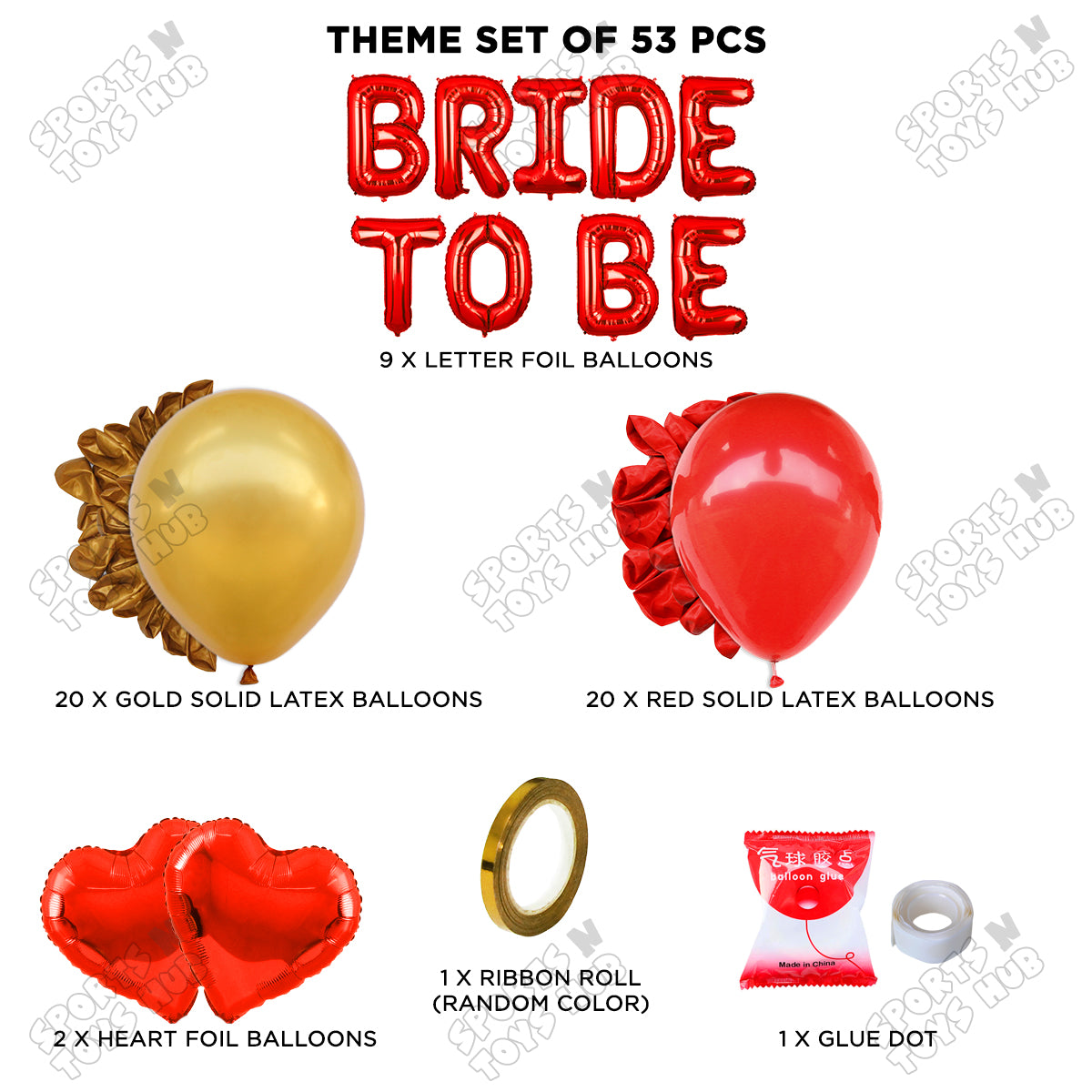 Bride To Be Foil Letters Theme Collection - Red & Gold