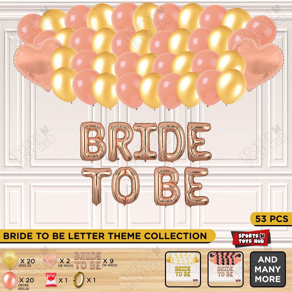 Bride To Be Foil Letters Theme Collection - Rose Gold & Gold