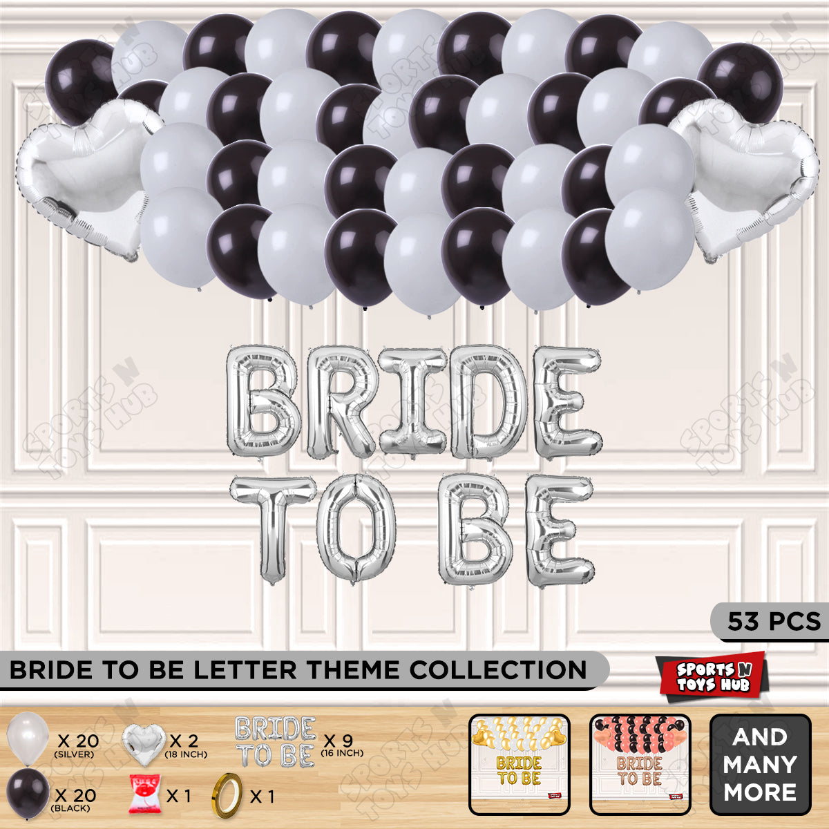 Bride To Be Foil Letters Theme Collection - Black & Silver