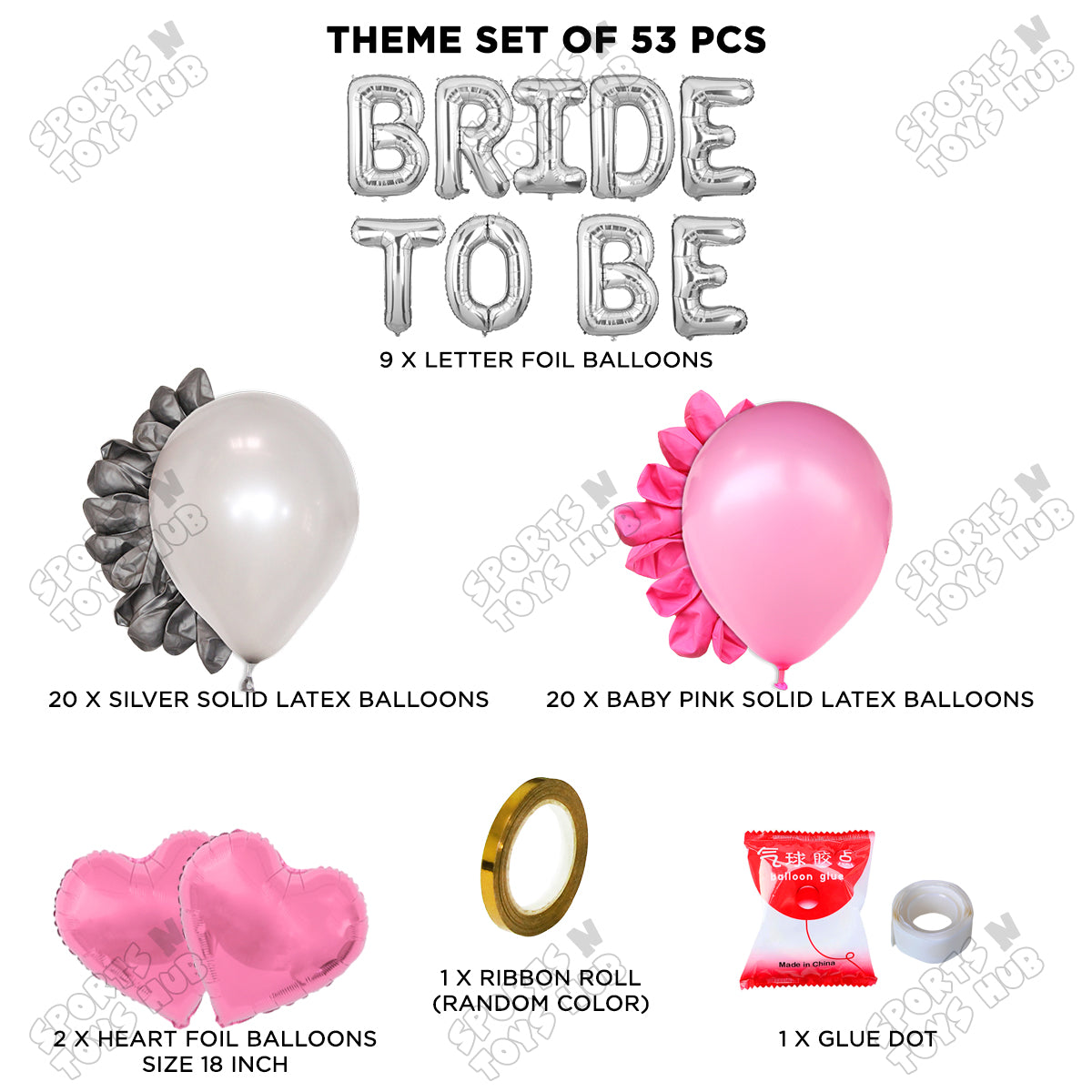 Bride To Be Foil Letters Theme Collection - Silver & Pink