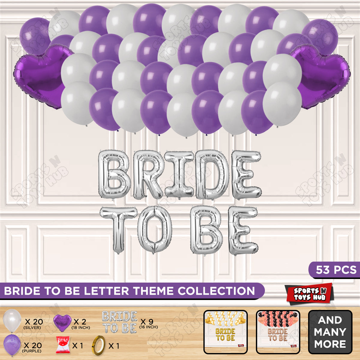 Bride To Be Foil Letters Theme Collection - Silver & Purple