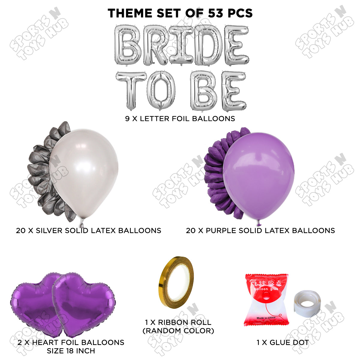 Bride To Be Foil Letters Theme Collection - Silver & Purple
