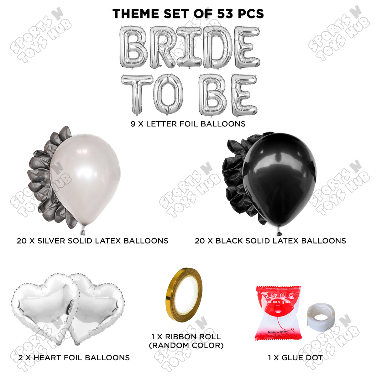 Bride To Be Foil Letters Theme Collection - Black & Silver