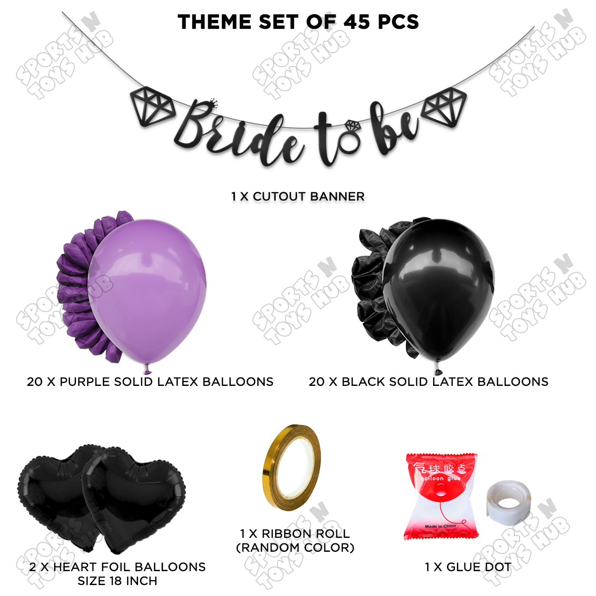 Bride To Be Cursive Banner Theme Collection - Black & Purple