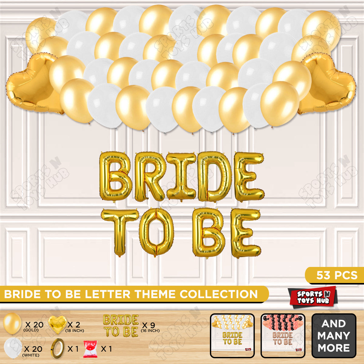 Bride To Be Foil Letters Theme Collection - White & Gold