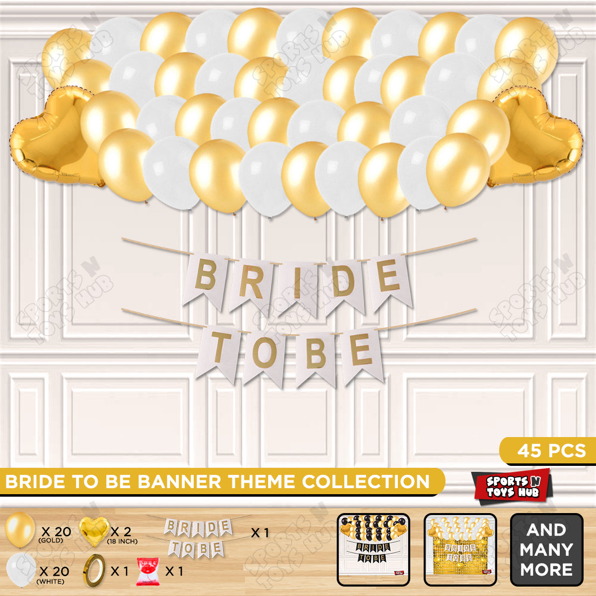 Bride To Be Card Banner Theme Collection - White & Gold