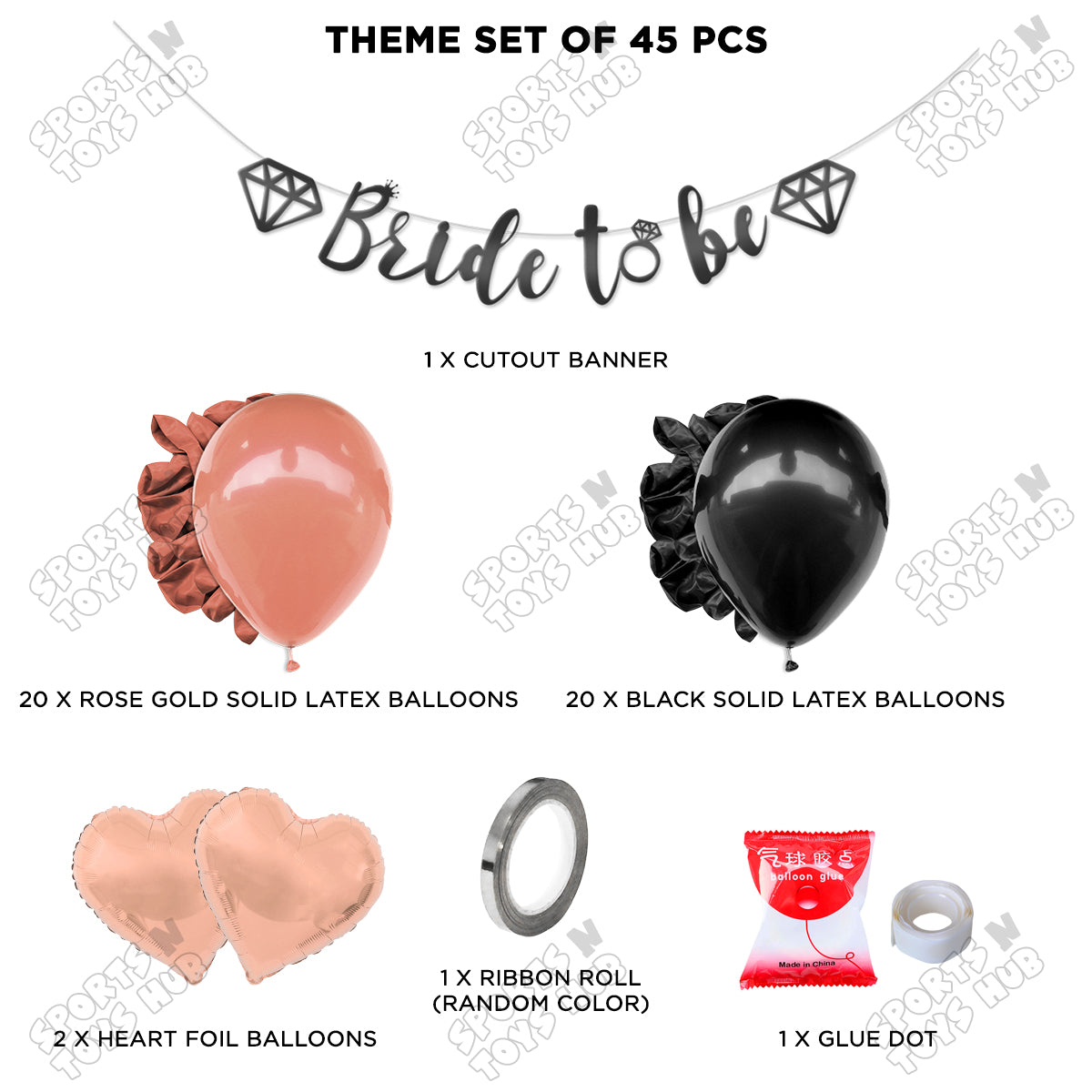 Bride To Be Cursive Banner Theme Collection - Black & Rose Gold