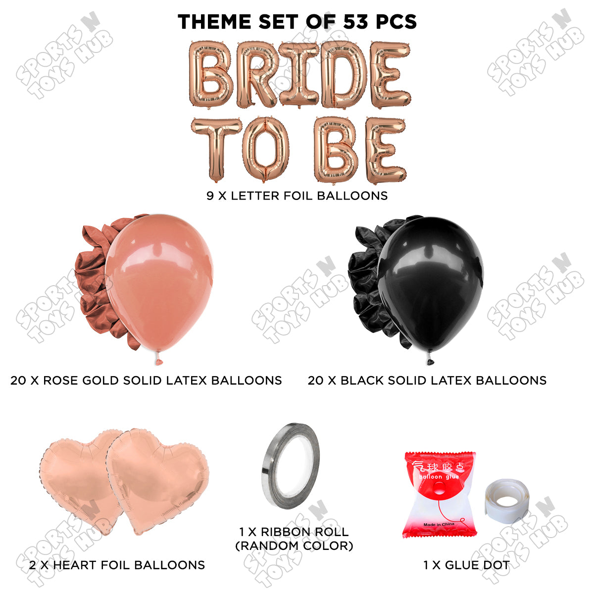 Bride To Be Foil Letters Theme Collection - Black & Rose Gold
