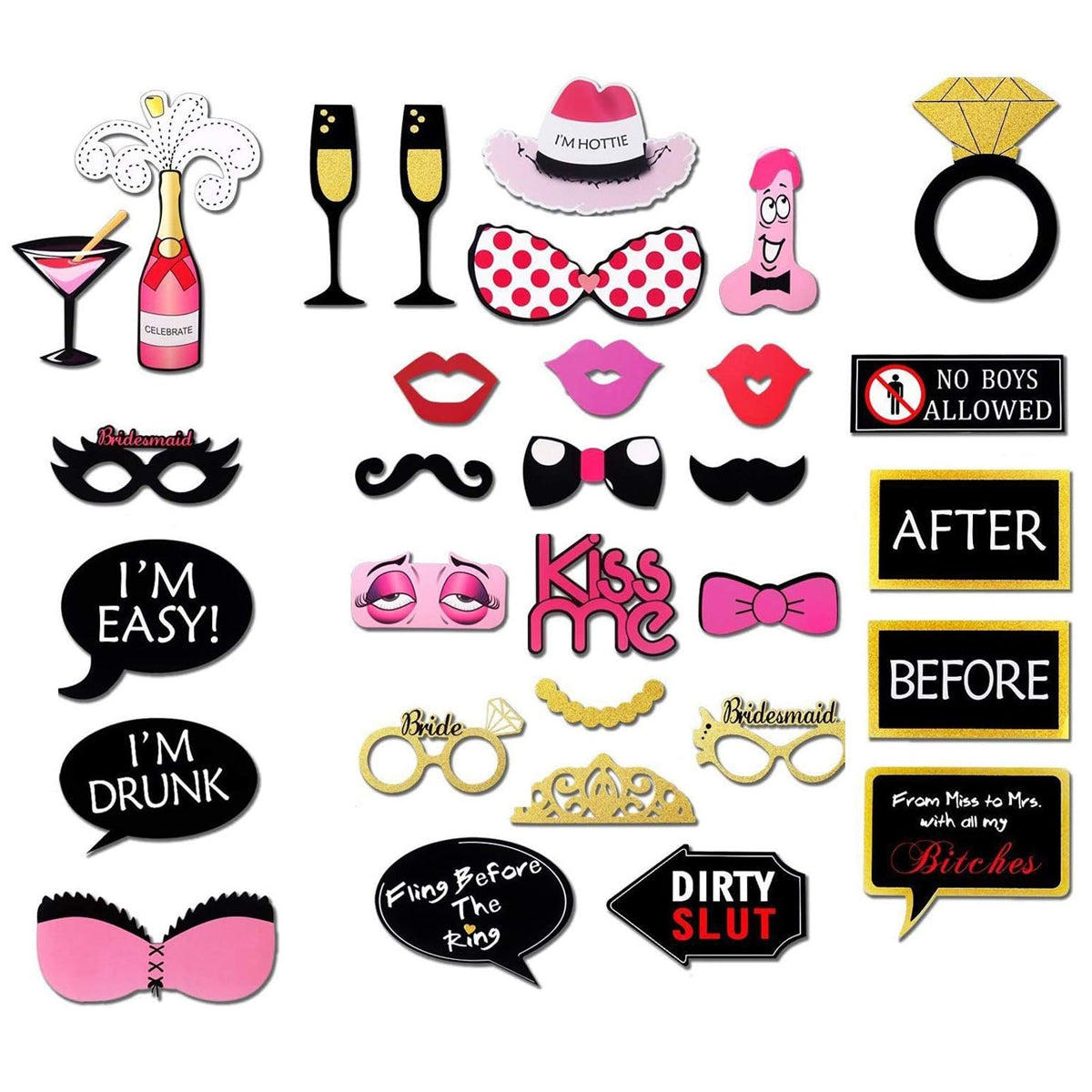 Bridemaids Photo Props - 30 Pcs